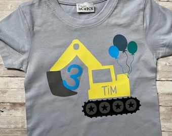 Birthday shirt excavator, personalized, shirt birthday with name