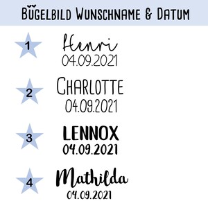 Image thermocollante "Nom avec date", inscription scolaire, cadeau de naissance
