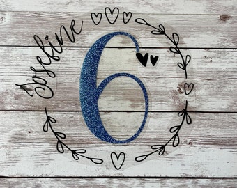 Iron-on birthday wreath, custom text, iron-on applique, personalized