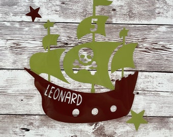 Small pirate iron-on picture, iron-on pirate ship for birthday shirt