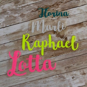 Letras brillantes, nombre, fecha, texto deseado, nombre para planchar