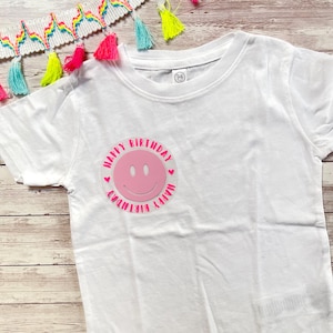Bügelbild Smilie Geburtstag, Smilie Happy Birthday zum aufbügeln, Bügelbild Geburtstagsshirt