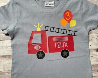 Birthday shirt fire brigade, personalized, shirt birthday with name