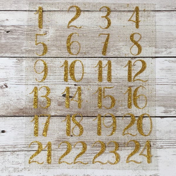 Iron-on advent calendar numbers (small or large), iron-on numbers 1-24