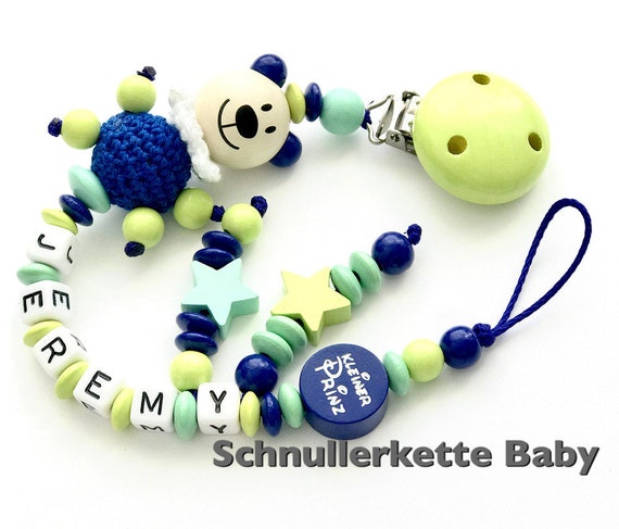 ★ Schnullerkette mit Namen ☆ Mädchen ★rosa grau Geschenk Geburt Nuckelkette ★