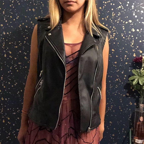 zara leather vest