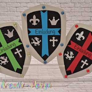Ritter - Einladung Kindergeburtstag, Junge, Geburtstag, Burg, Ritterschild