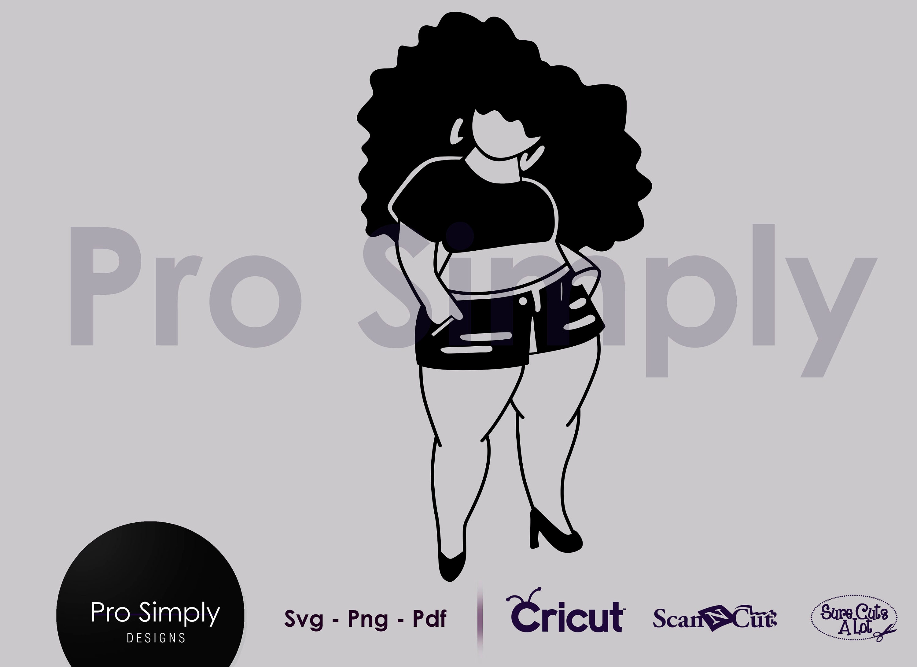 Download Afro curvy girl short pants SVG PNG PDF File t-shirt | Etsy