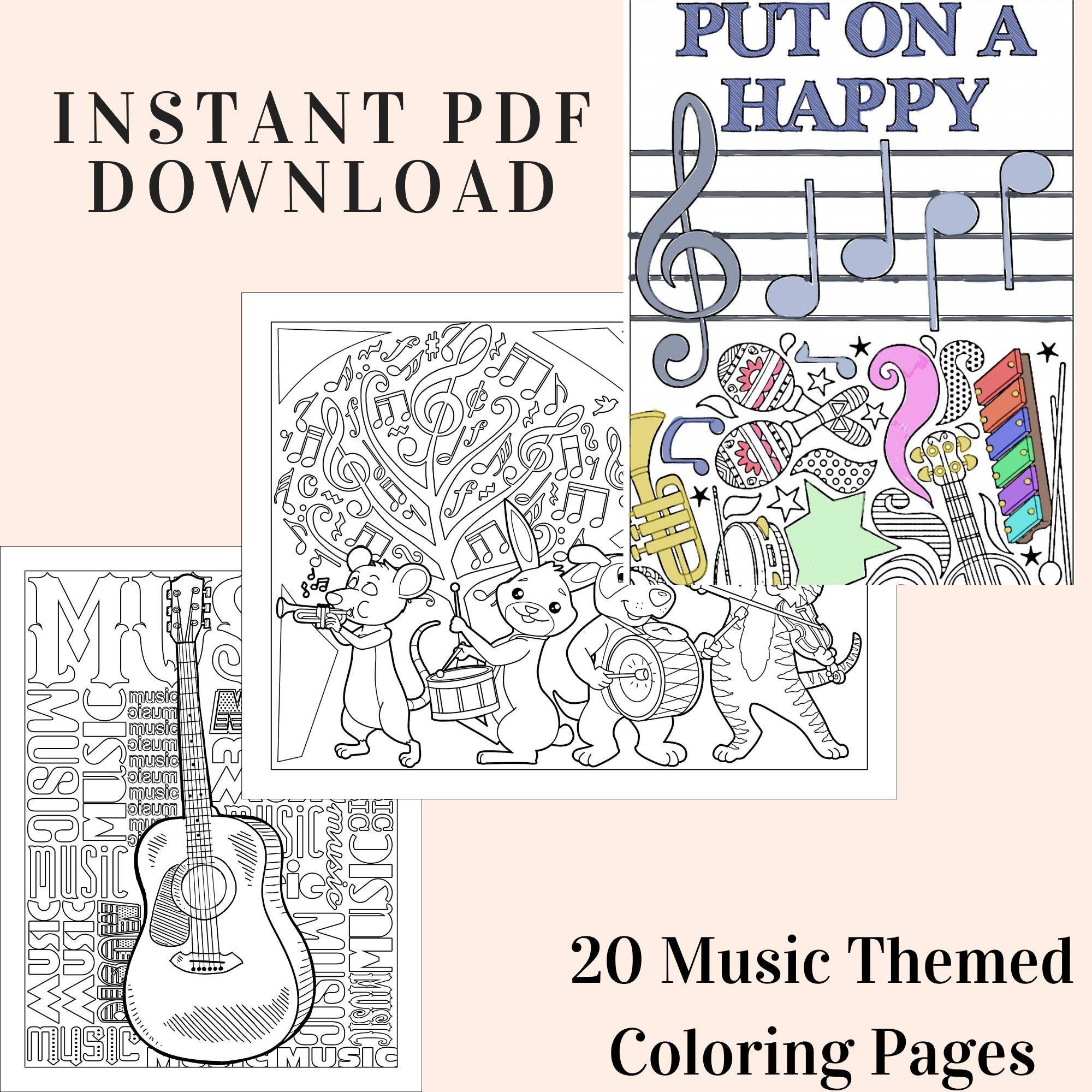 Music Coloring Pages 20 Instant PDF Downloads | Etsy