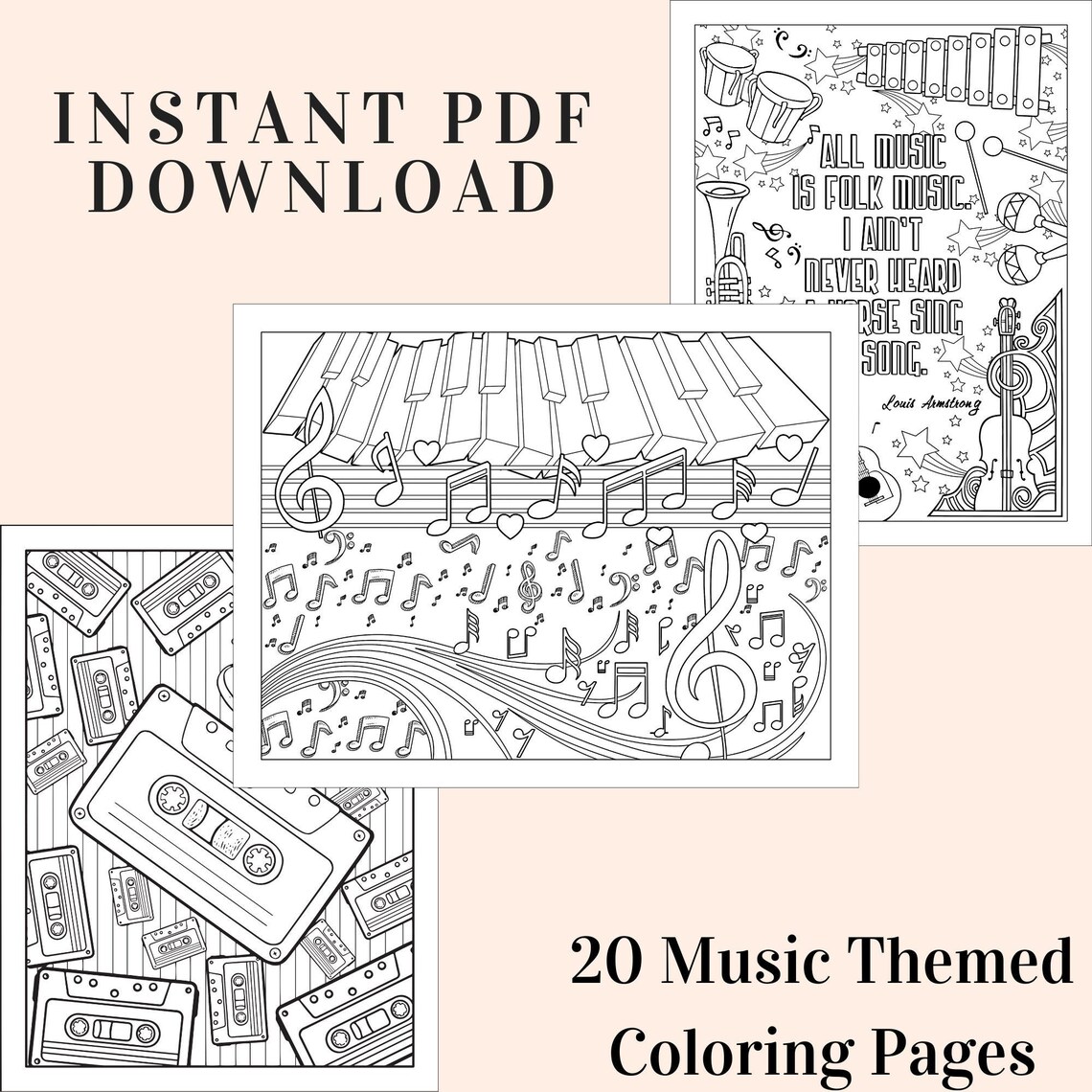 Music Coloring Pages 20 Instant PDF Downloads | Etsy