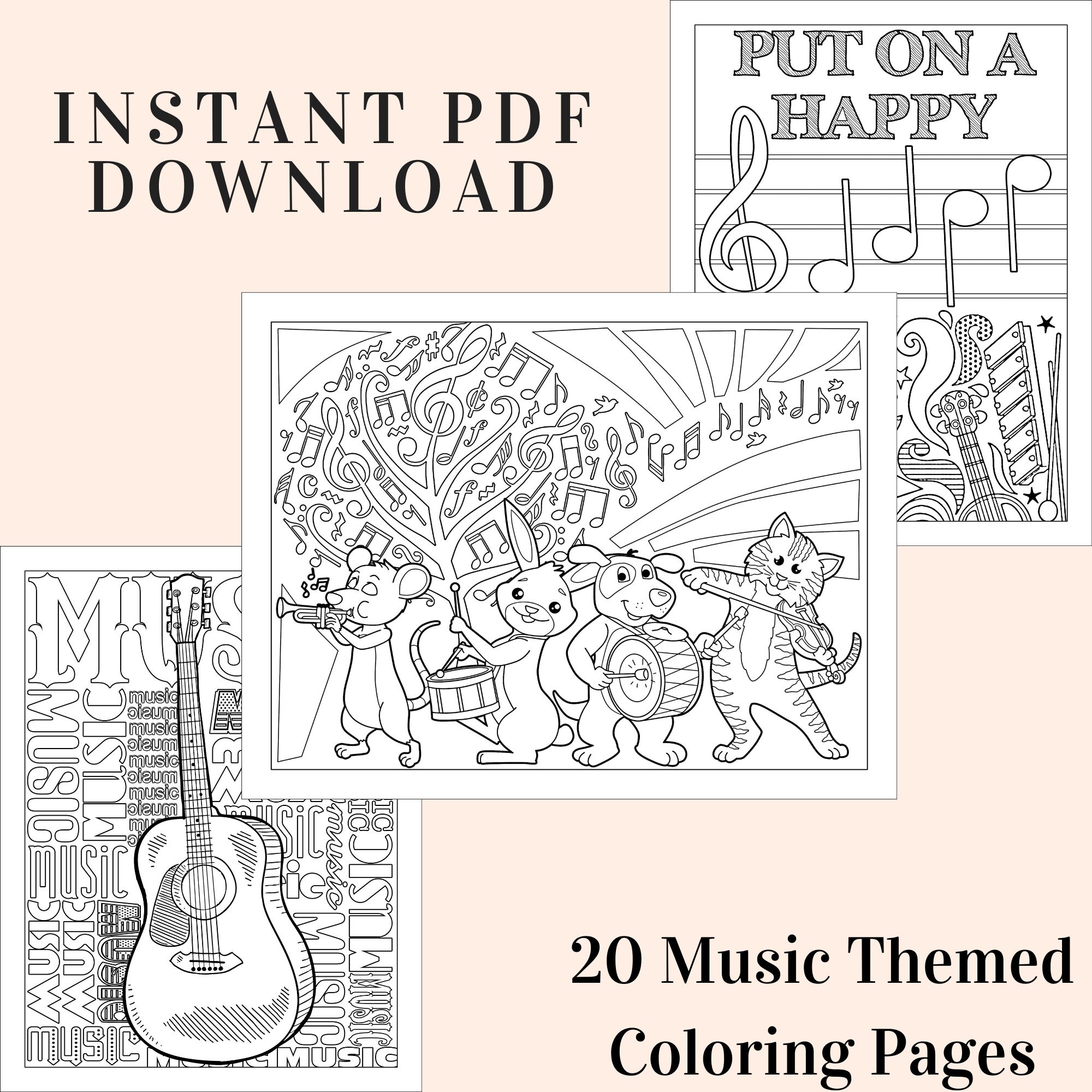 Music Coloring Pages 20 Instant PDF Downloads | Etsy