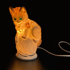 sehr seltene ddr keramik nacht licht katze vintage porzellan etsy