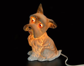 Very rare gdr ceramic night light dog, vintage porcelain lamp, retro porcelain light, table home decor, night light dog, perfume lamp dog.