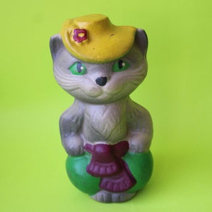 Very rare soviet rubber toy Puss in Boots, soviet rubber toy, vintage toy, USSR toy, USSR cat, soviet cat, rubber cat, retro cat, old cat.