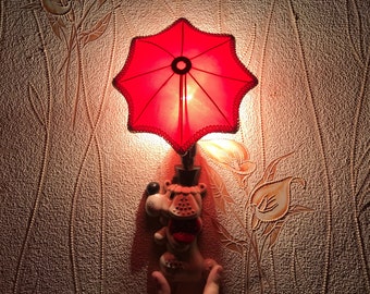 Vintage Poodle Metal Night Light, 1970s Retro Lamp