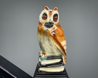 Vintage GDR Ceramic Owl Night Light, Retro Porcelain Lamp