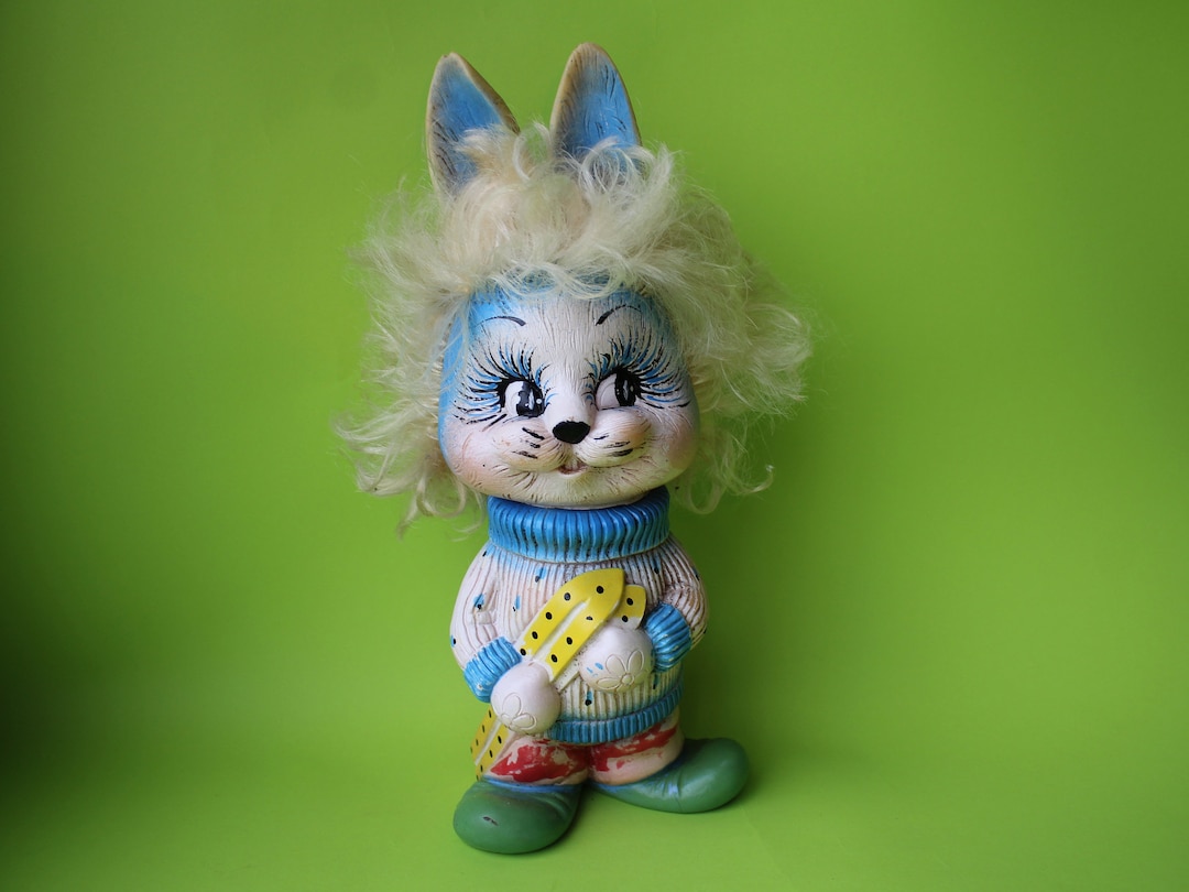 Soviet Rare Rubber Hare Skier, Vintage Toy, USSR Toy, USSR Hare, Soviet ...