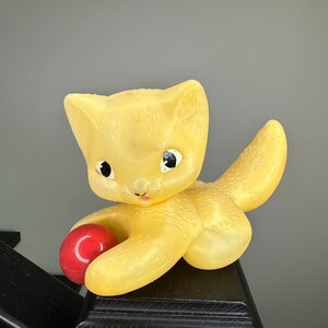 Soviet plastic toy, vintage toy, USSR toy, soviet yellow  cat, plastic cat, soviet plastic cat, retro doll, animal, plastic animal, toy.