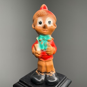 Rubber Pinocchio, rubber toy, vintage toy, retro toy Pinocchio, Buratino, Pinocchio, golden key, vintage rubber Pinocchio, rare toy, toy.