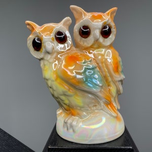 Vintage ceramic night light owls, vintage porcelain lamp, retro porcelain light, night light owls, perfume lamp owls.