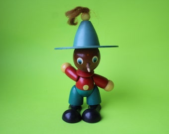Wood rare Pinocchio, wooden toy, vintage toy, retro toy Pinocchio, Buratino, Pinocchio, golden key, vintage wooden Pinocchio, rare toy, toy.