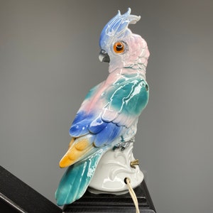 Unique gdr night light, vintage porcelain lamp, retro porcelain light, vintage TV lamp cockatoo, night light parrot, perfume lamp parrot.