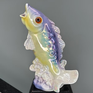Unique gdr ceramic night light, vintage porcelain lamp, retro porcelain light, retro TV lamp fish, night light fish, perfume lamp fish.