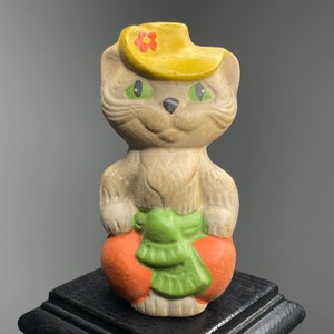 Very rare soviet rubber toy cat with hat, soviet rubber toy, vintage toy, USSR toy, USSR cat, soviet cat, rubber cat, retro cat, old cat.