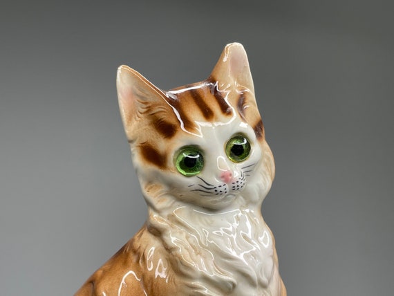 Very Rare Gdr Ceramic Night Light Cat Vintage Porcelain Lamp