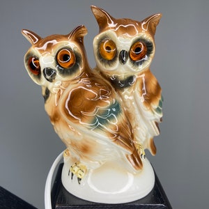 Vintage ceramic night light owls, vintage porcelain lamp, retro porcelain light, night light owls, perfume lamp owls.