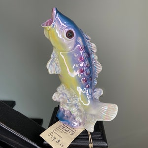 WITH LABEL gdr ceramic night light, vintage porcelain lamp, retro porcelain light, retro TV lamp fish, night light fish, perfume lamp fish.