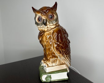 EHZ Vintage perfume lamp owl, ceramic night light owl, vintage TV lamp owl, retro porcelain light, table home decor, perfume lamp owl.