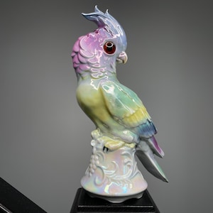 Unique gdr ceramic night light, vintage TV lamp cockatoo, retro porcelain light, table home decor, night light parrot, perfume lamp parrot.