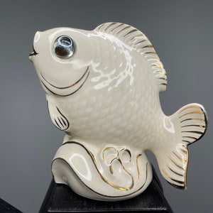 Unique gdr ceramic night light, vintage porcelain lamp, retro porcelain light, vintage TV lamp fish, night light fish, perfume lamp fish.
