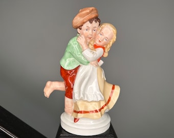 Vintage porcelain figurine girl boy, vintage figurine couple, perfume lamp girl, Altner Holzhausen, candle lamp, porcelain girl, rare figuri