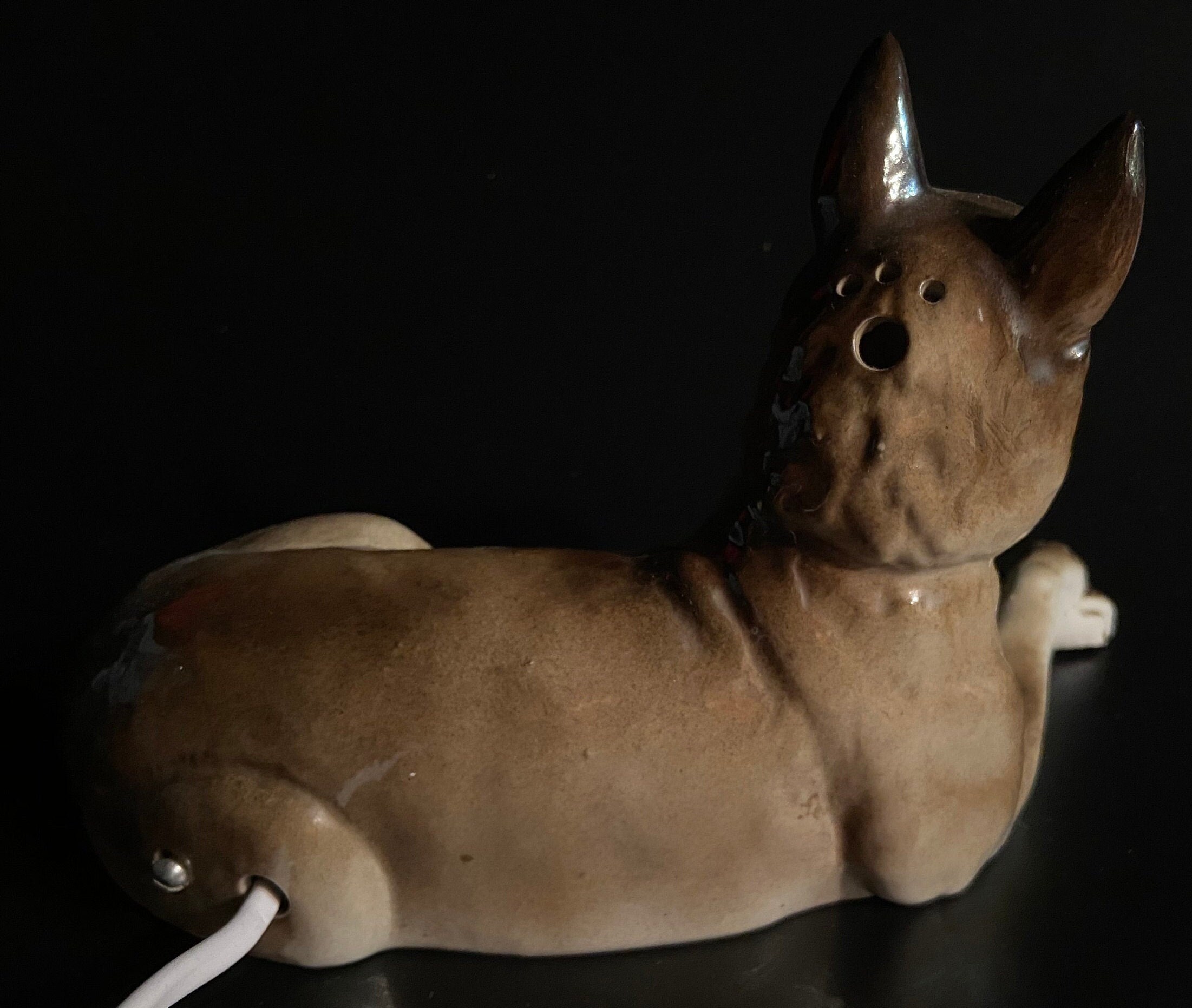 Art Deco Gdr Ceramic Night Light Dog Vintage Porcelain Lamp Etsy