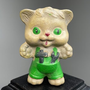 Very rare USSR toy, soviet rubber toy, vintage toy, USSR toy, locksmiths, antique cat, USSR cat, soviet cat, soviet rubber cat, retro cat.