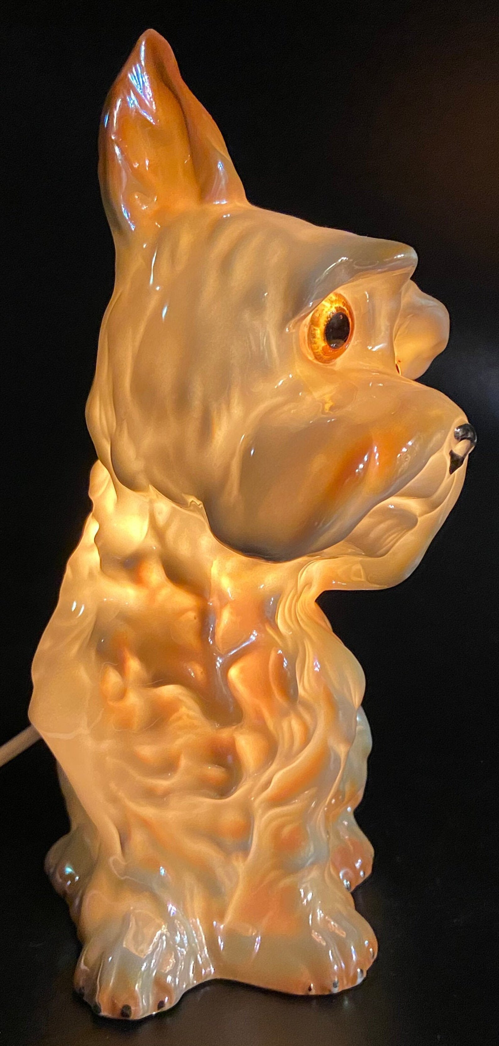 Art deco gdr ceramic night light dog vintage porcelain