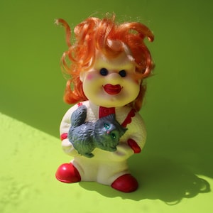 Soviet rubber toy, vintage toy, USSR toy, Kuklachev, USSR cat, soviet clown, rubber trainer, soviet rubber man, retro cat.