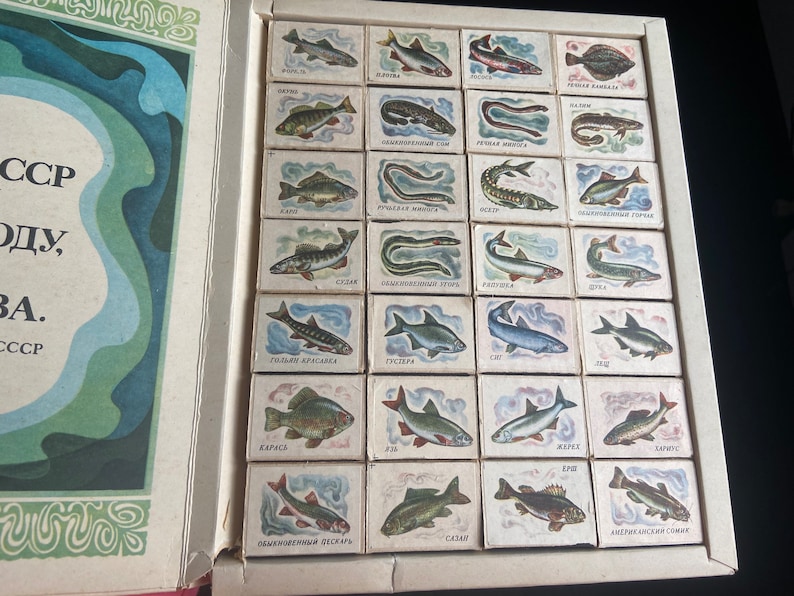 Matchboxes Russian Collection Soviet Big Set of 28 Boxes of Safety Matches Fish, Big Box Safety ...