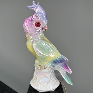 Unique gdr ceramic night light, vintage TV lamp cockatoo, retro porcelain light, table home decor, night light parrot, perfume lamp parrot.