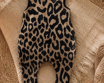 Strampler Baby  Mädchen Leo Look braun schwarz