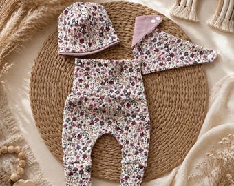 Baby Set Pumphose Halstuch Mütze boho Flowers