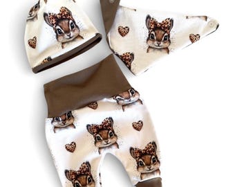 Baby Set Pumphose Halstuch Mütze Leo Look Chipmunk