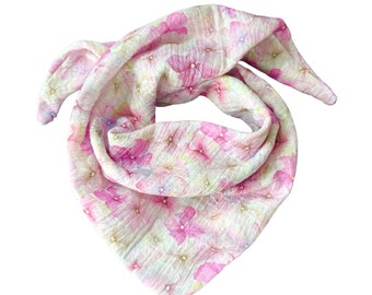 Musselin Halstuch bunte Blumen , rosa pink