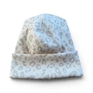 Hipster Beanie Hat Leo Look Cream Light
