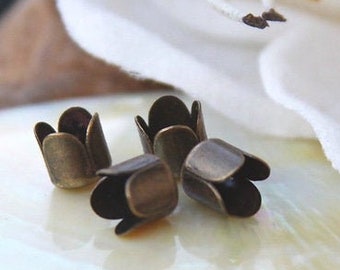 20 Perlenkappen 6mm Tulpen  Bronze Endkappen Spacer