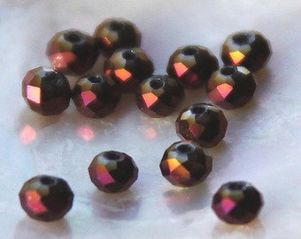 kleine facettierte Glasschliffperlen in gelb 3x2 mm 50 Stück von Vintageparts