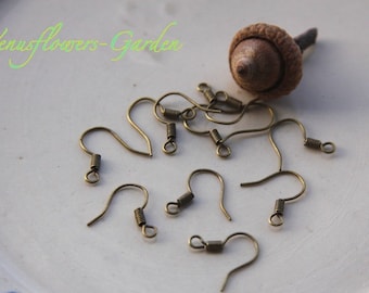 Crochets d'oreilles boucles d'oreilles en bronze antique, supports d'oreilles vierges 10 pièces