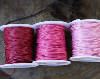 Baumwollband Wachsband MIX Sommer I Weinrot Pink Rose 1mm Halskette Band Kettenmaterial Knüpfen 6 Meter